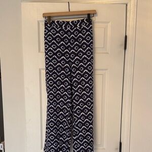 LOFT Navy and White Patterned Cropped Pants